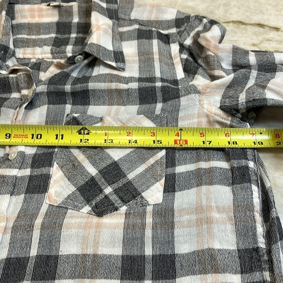 Lucky Brand Plaid Gauze Shirt‎ | Black & Cream | Size Small - Picture 10 of 13